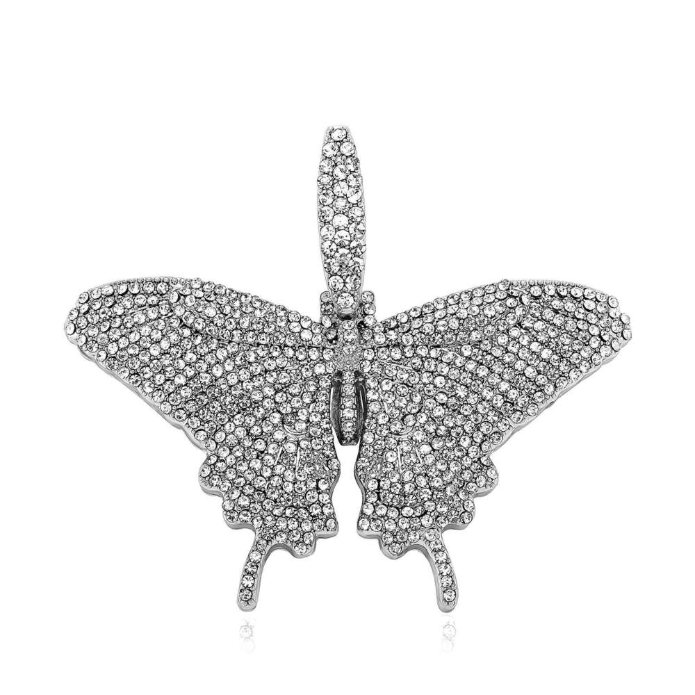INS Style Bling Super Shiny Alloy Full Dia Butterfly Pendant High-end Women's Necklace