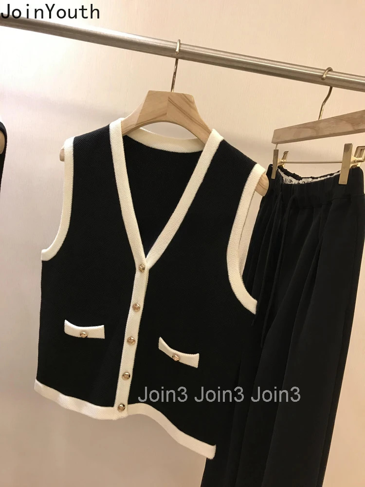 Chalecos Para Mujer Knitting Vest Sweater Women Clothing Contrast Color Waistcoat 2025 Ropa Mujer Vintage Sleeveless Tanks Tops