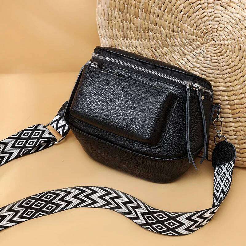 New Genuine Leather Handbag Women Saddle Bag Cowhide Female Fashion Shoulder Crossbody Bags For Ladies Totes