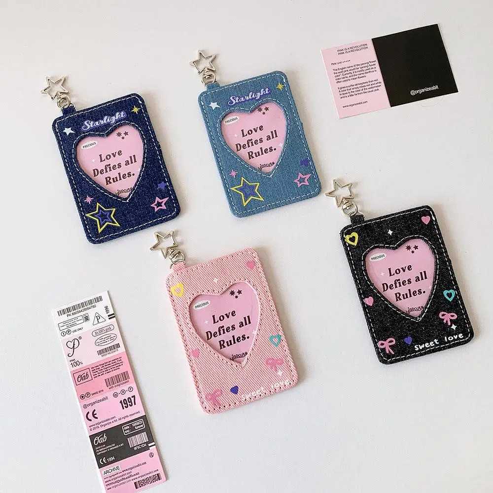 3 Inch Card Holder Small Card Storage Photo Card Storage Case Cowboy Card Holder Pendant INS Korean Version DIY Z250621
