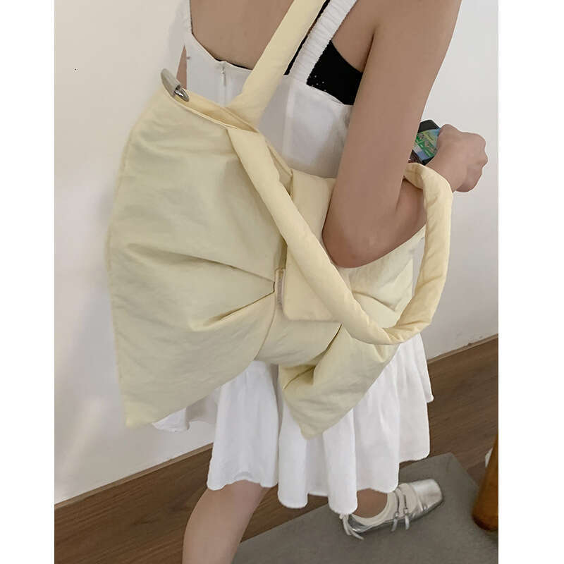 Korean Style Fashion Bow Nylon designer bag Canvas for Women Summer 2024 New Down Large Capacity Underarm Bag