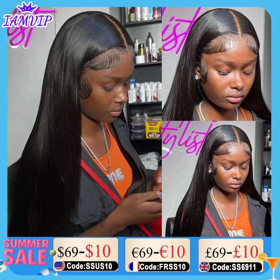IAMVIP 220 Density Straight 13x6 Hd Lace Frontal Wig Without Glueless Wigs Human Hair
