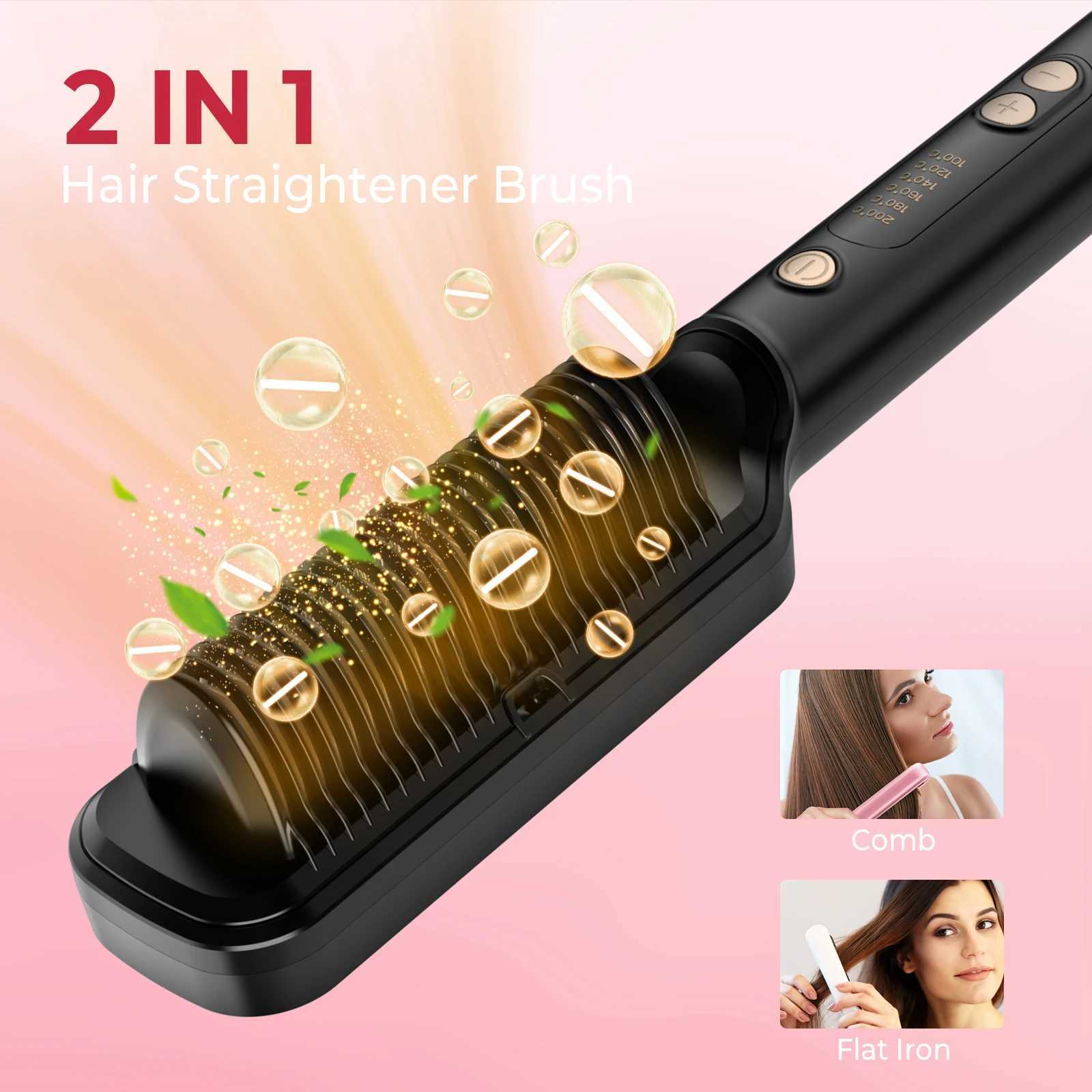 Hair Straightener Brush Hair Straightener Comb Straightening Brush for Women Easy to Use Hair Care ToolXJ250621