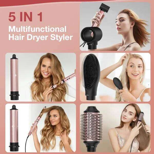 Brightup Air Styler, Professional Hair Dryer Brush With 110,000 RPM High-Speed Negative Ionic Blow Dryer, Auto Wrap Curlers