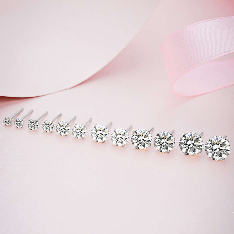 for Women Colorful Zircon Fashion Four-Prong Sier Crystal Shiny Earrings 82dc