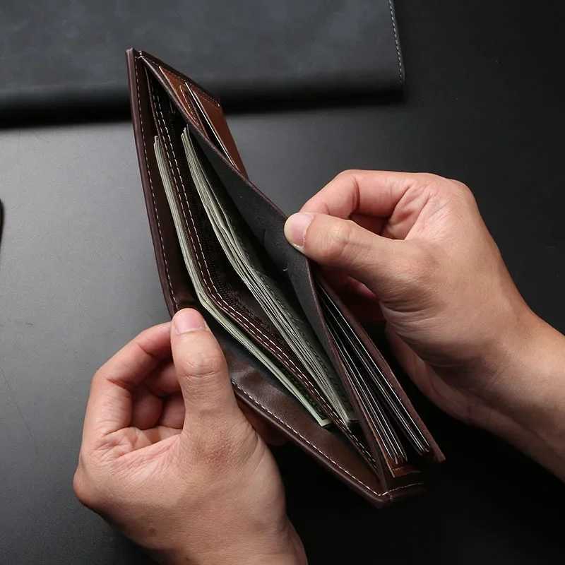 2025 Men Short Bifold PU Leather Wallet Credit ID Card Holder Large Capacity Purse Masculina Premium Wallet with Coin Bag Zipper Z250621