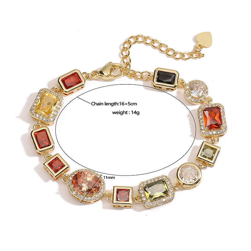 Luxury Jewelry Designer Bracelet, Necklace, Geometric Set with Colorful Diamonds, Shining and Non Fading, High Grade, Miyan Style Bracelet, Necklace, 