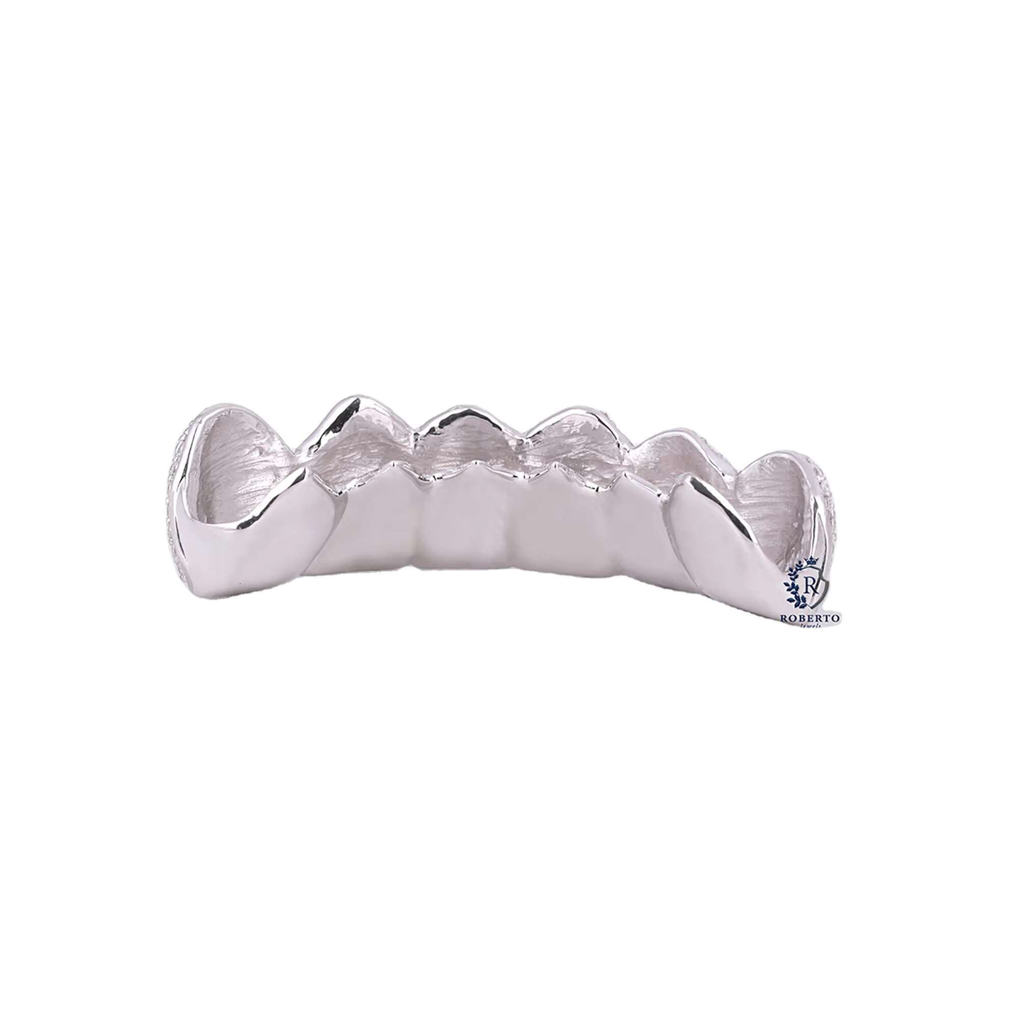 Custom Hip Hop Grillz Iced Out 925 Silver Teeth with VVS Moissanite Diamonds White Gold Plated Dental Jewelry