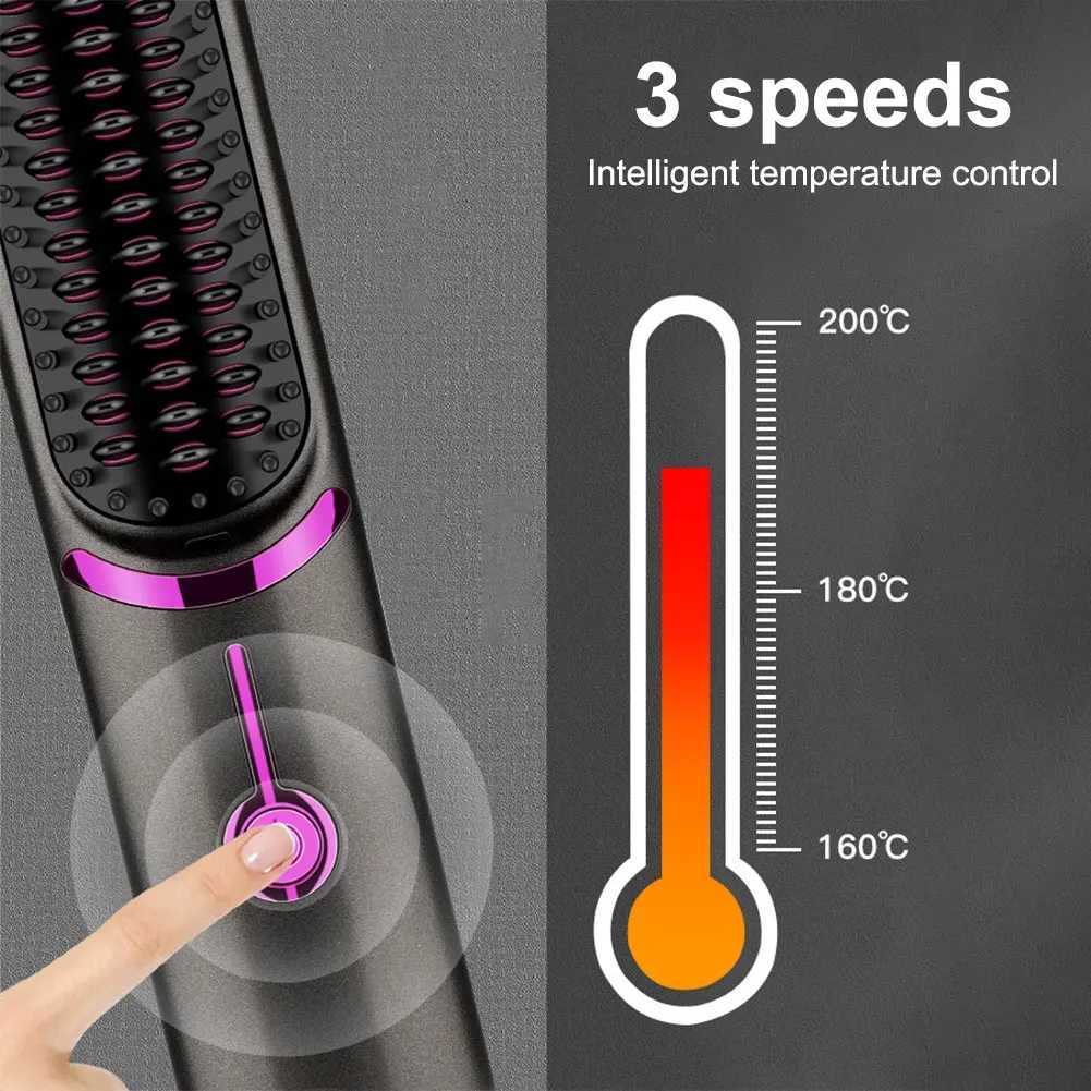 Wireless Straight Hair Comb 5200mAh Hair Straightening Brush Anti-Scalding Cordless Hair Straightener Brush for Hairstyler SalonXJ250621