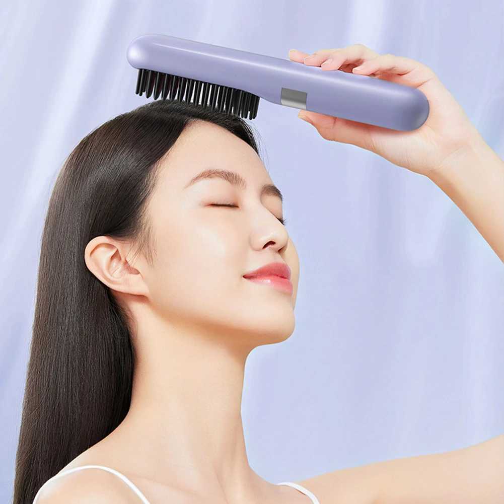 Wireless Hair Straightener Hot Comb Ceramic Heating Professional Electric Brush smoot hairstyle Iron Negative Ion Hair Care CombXJ250621