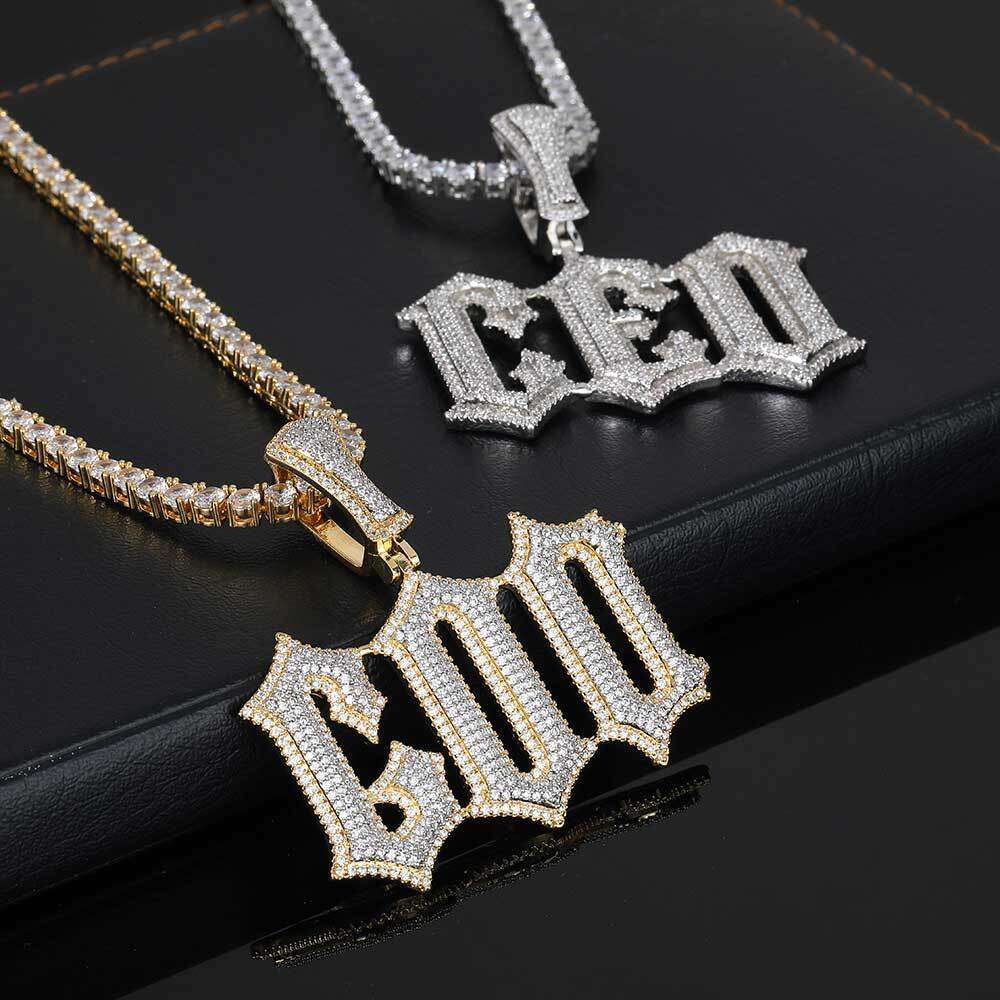 Hip Hop Burr Zircon Trendy Brand Custom DIY Spliced Letter Pendant Necklace 2ab7