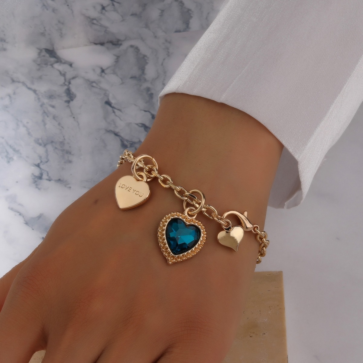 Korean Style Personalized Heart Inlaid English Letter Bracelet Internet Celebrity Jewelry