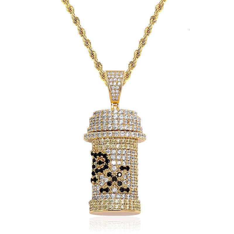 Poison Jar PX Personality Pendant Micro Paved Zircon Unisex Hip Hop Trend Necklace