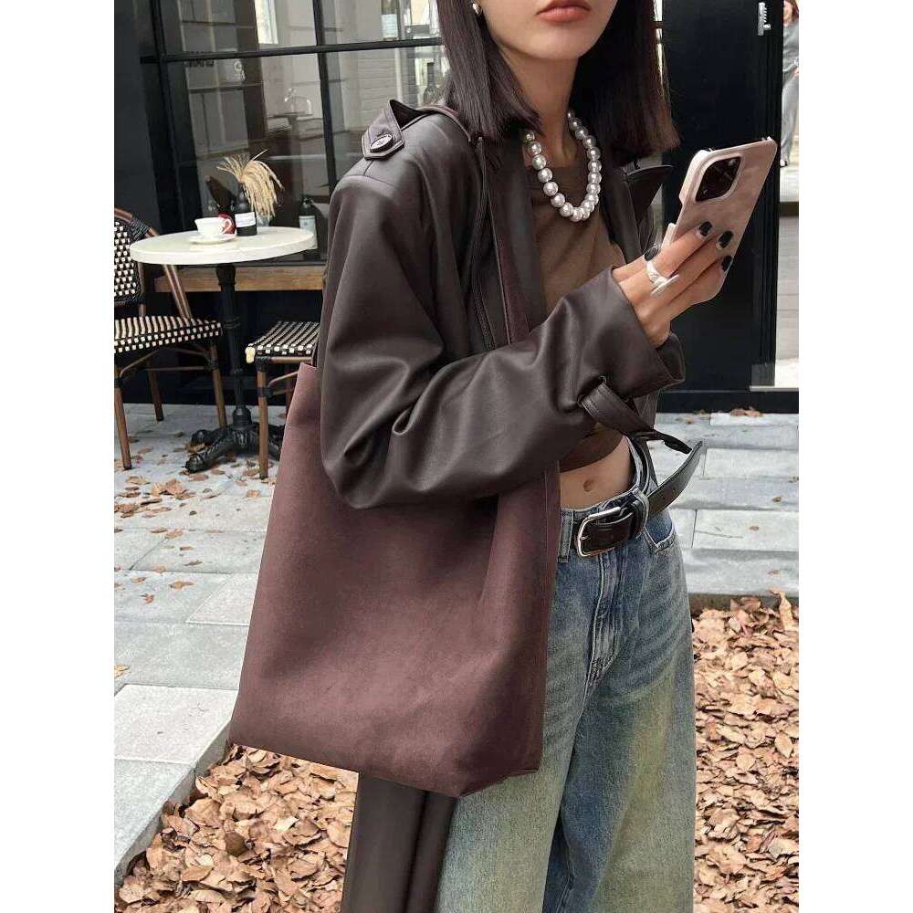 2025 Winter Comfort And Warmth Color Simple Tote All-Match Matte Thick Suede Leather Women Handbag Armpit Shoulder Bag