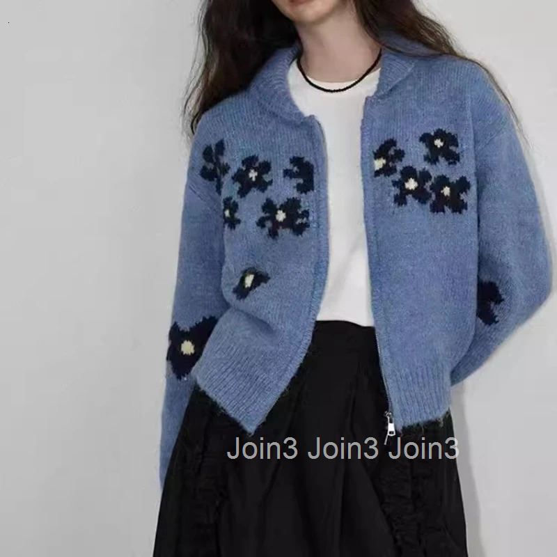 Print Zipper Cardigan Jackets Women 2025 Autumn Winter Clothing Sueter Mujer Casual Korean Pull Femme Knitted Vintage Sweater