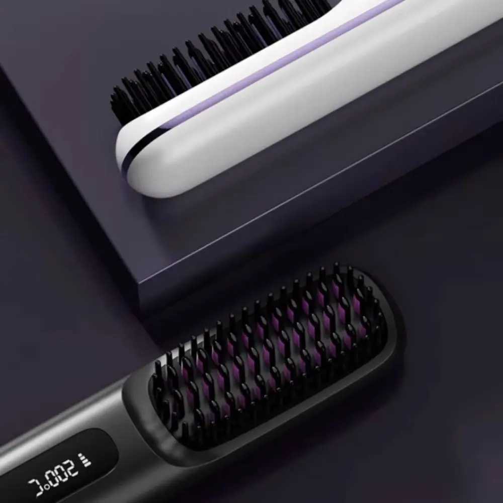 LED Digital Display Electric Straightening Comb Negative Ions Hair Smoothing Hair Straighten Brush Anti-scalding USB ChargingXJ250621