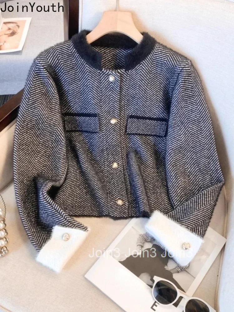 Furry Soft Cardigan Coat Women Clothing Thicked Temperament Sueter Mujer Fashion Korean Pull Femme Knitted Cropped Sweater Tops