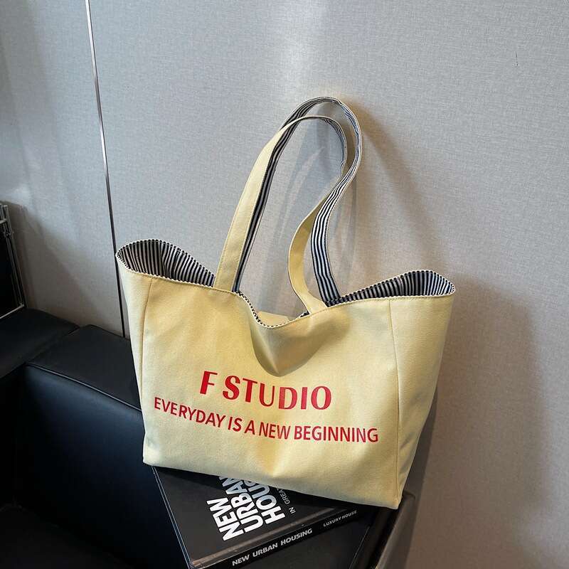 designer bag Casual Canvas Korean Style Lazy Underarm 2025 New Letter Tote Large Capacity Double-Sided Shoulder Bag