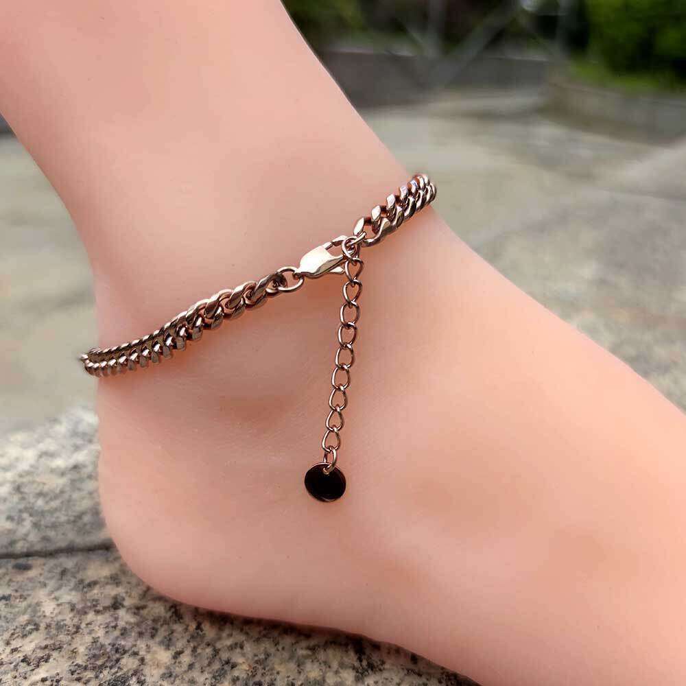 Hip Hop Style Stainless Extended Chain Round Polished Cuban Niche Jewelry Titanium Steel Anklet for Women 0139