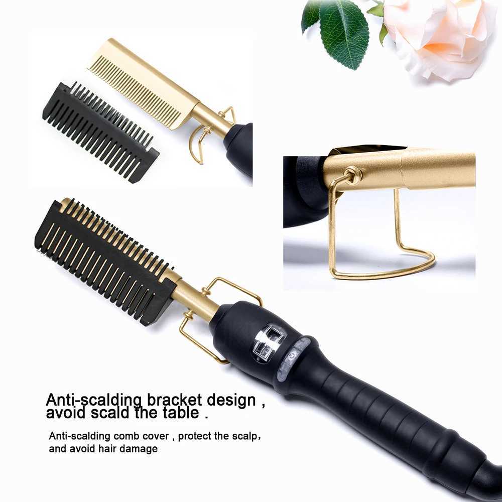 Hair Straightener Brush Smoothing Iron Hot Comb Straightener for Wigs Professional Hair Straightening Brush Ceramic Hair CurlerXJ250621
