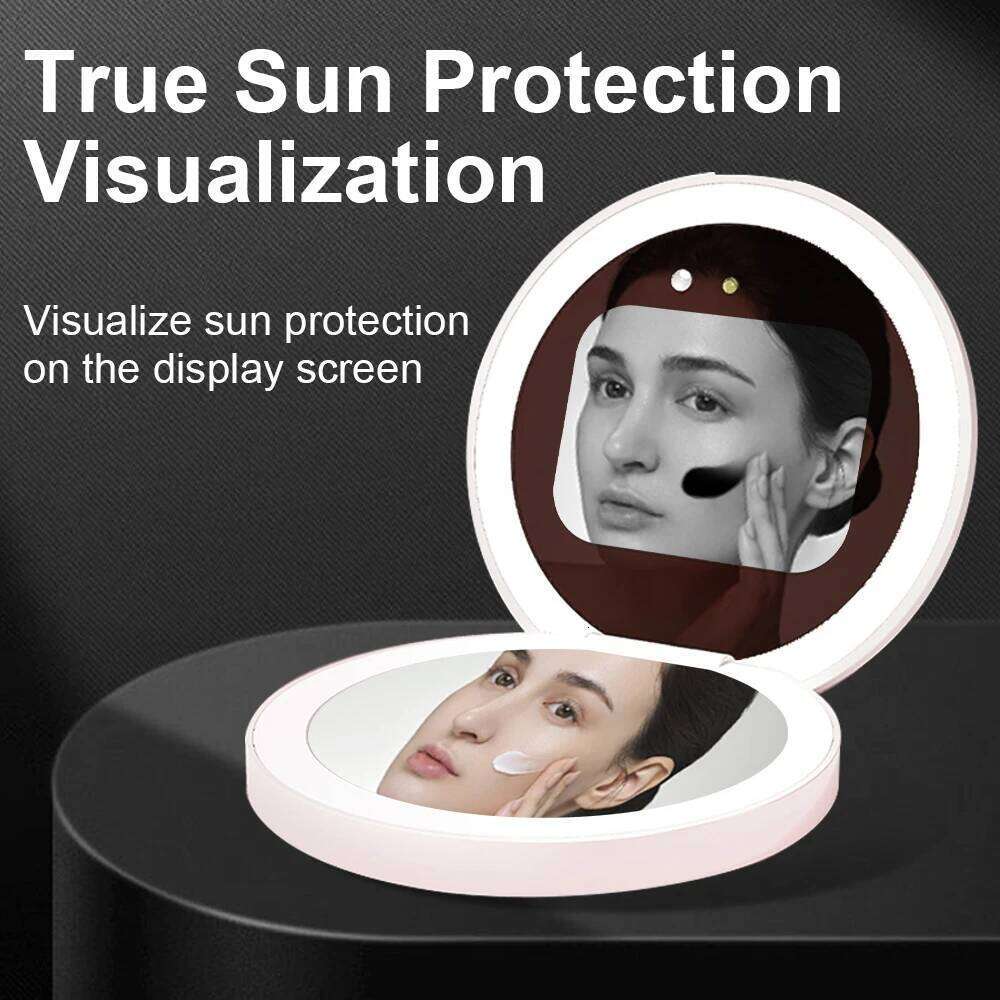 TENGMIR Portable UV Sunscreen Testing Mirrors Multi-Function Phone Charging Make Up Tool Smart Lighting Makeup Mirror