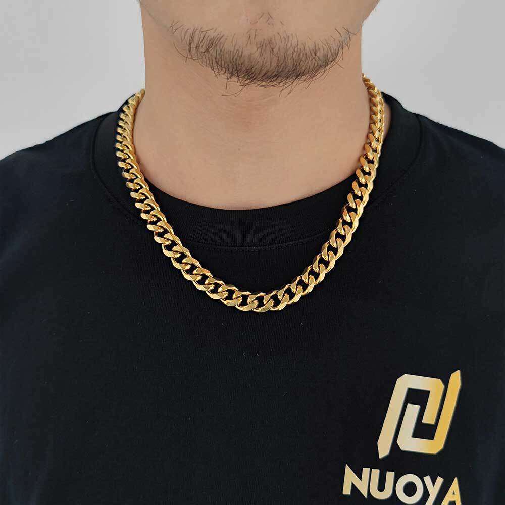 11mm Six-Sided Polished Cuban Chain Titanium Hip-Hop Style Stainless Steel Men's Necklace Jewelry 282e