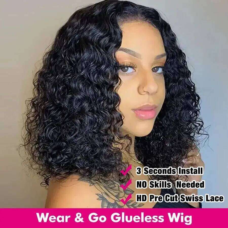 Glueless Brazilian Short Bob Kinky Curly Lace Front Human Hair Wigs 13x4 Transparent Closure Wig Cheveux Humain Perruque