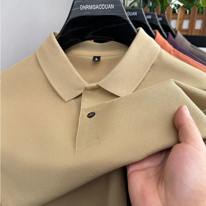 100% pure cotton summer mens short sleeve shirt high-end comfortable breathable T-shirt business casual polo shirt 250618