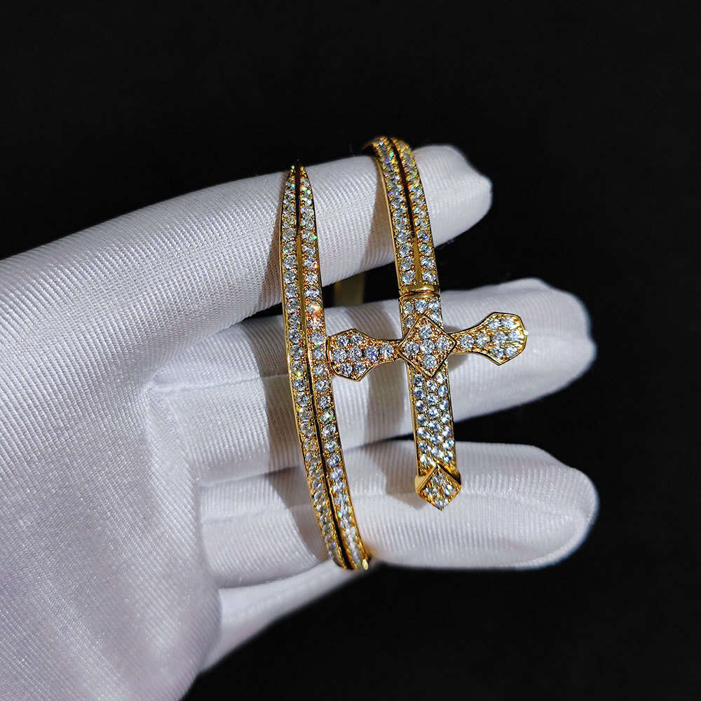 Hip Hop Sword of Justice Cross Trendy Brand Personality Men's Zircon Bracelet High-end Jewelry be3a