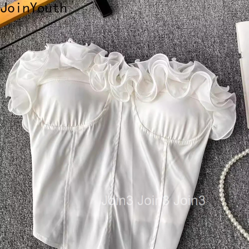 3D Flower Strapless Vest Sexy White Tees Women Clothing 2025 Temperament Tunic Camis Ropa Mujer Backless Summer Tanks Crop Tops