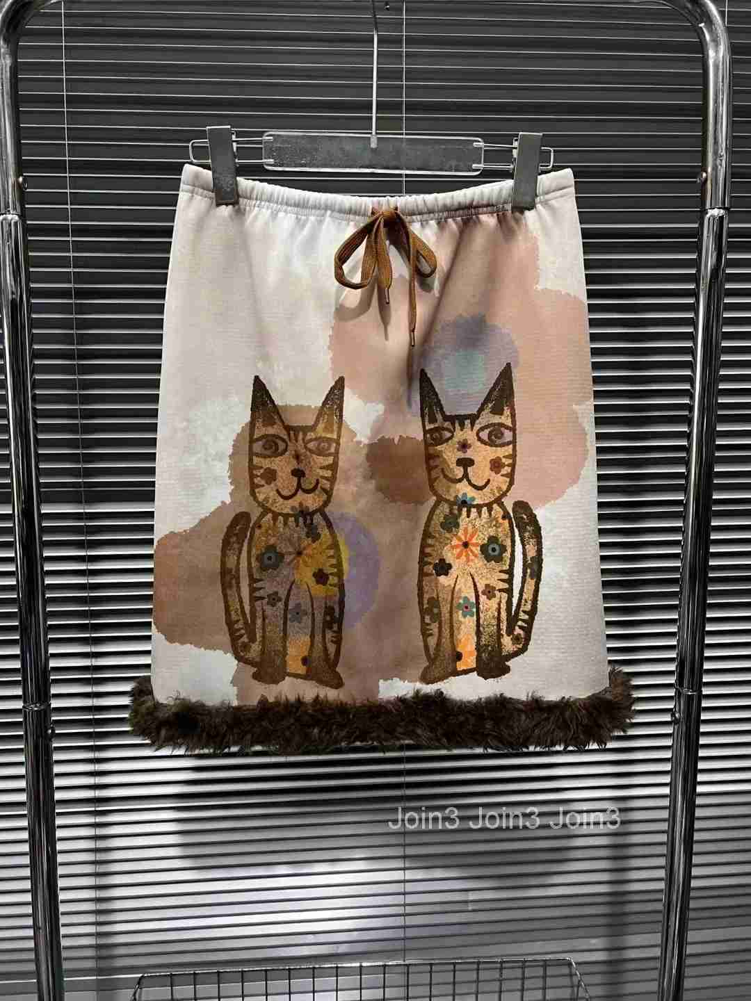 2025 Faldas Mujer De Moda Bodycon Skirts for Women Cat Cartoon Print Slim Fit Jupe Fashion Korean Saia Bandage Mini Skirt 63c517