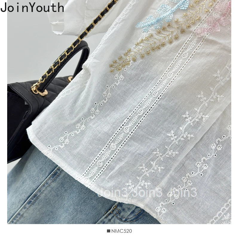 Chic Blouses 2025 Women Clothing Camisas De Mujer 3D Floral Lantern Sleeve Summer Shirts Embroidery Hollow Out White Tops Female