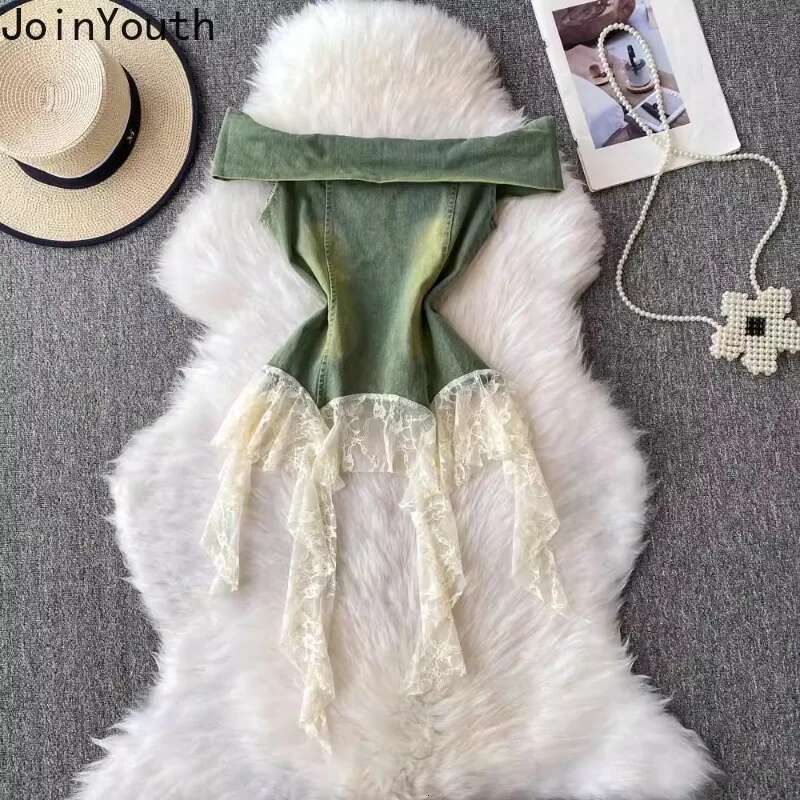 Sexy Vest Womens Clothes Slash Neck Tunic Tees Patchwork Lace Tassel Backless Camis 2025 Ropa Mujer Folds Chic Summer Y2k Tanks