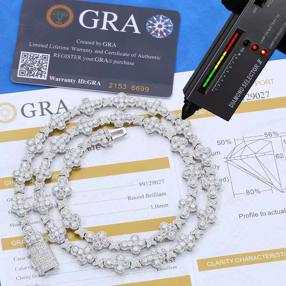 Hot Sale Hip Hop 10mm Cross Star S925 Silver Moissanite Necklace High End Clavicle Chain for Women Jewelry Necklace for Men