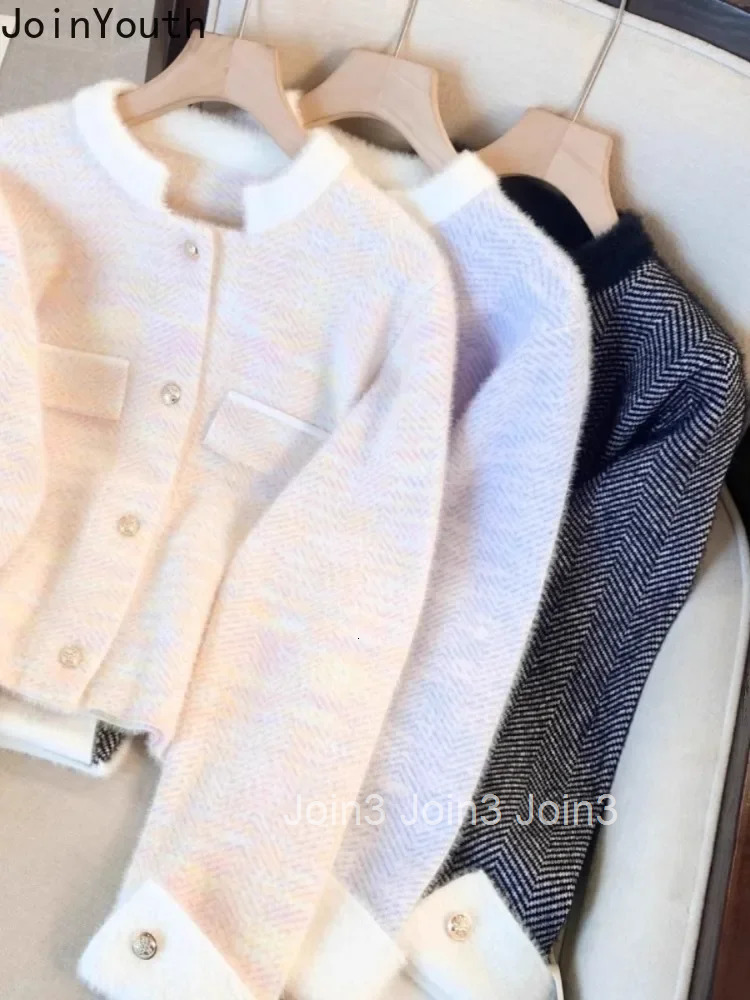 Furry Soft Cardigan Coat Women Clothing Thicked Temperament Sueter Mujer Fashion Korean Pull Femme Knitted Cropped Sweater Tops