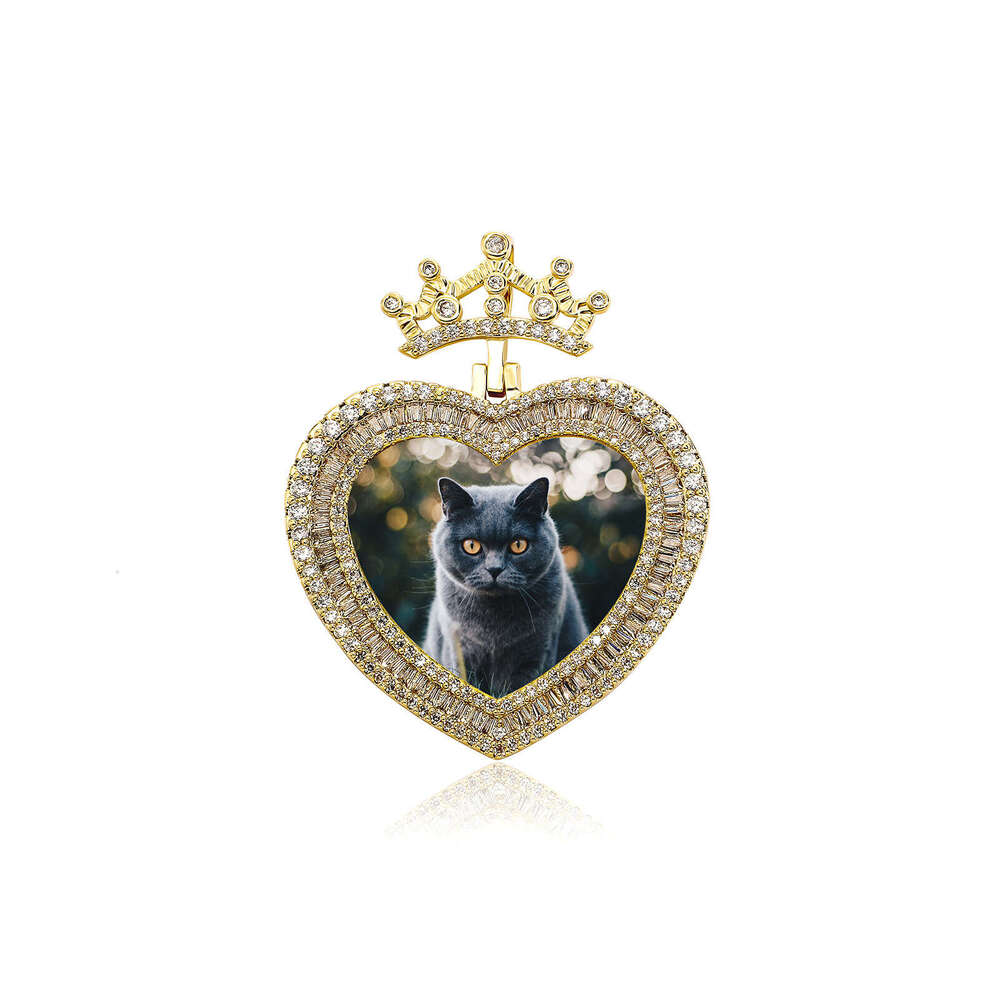 Crown Heart Pendant INS Trendy Couple Family Portrait Commemorative Photo Frame Necklace