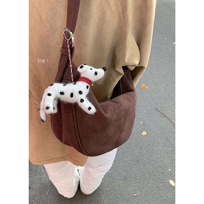 Deerskin Crossbody for Women, Autumn designer bag Winter 2024 New Korean Style Simple Dumpling Bag, Versatile Shoulder Underarm Bag