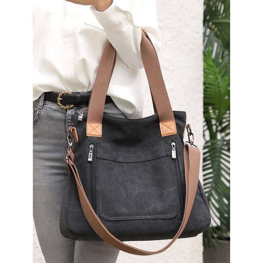 Large Capacity Women's Canvas Tote Bag, Durable And Stylish Single Shoulder Everyday Use, Casual Messenger Bag For Women