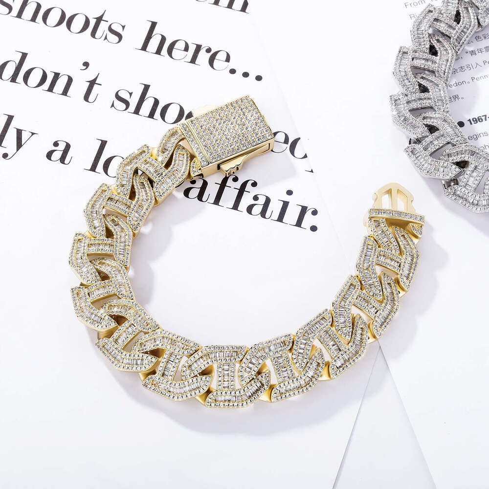 Hip Hop Necklace 16mm Square Zircon Bracelet Heavy Duty Spring Clasp Men's Jewelry