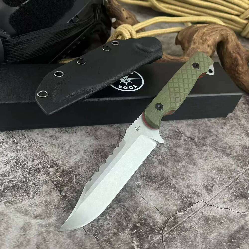 Self Defense Pocket Knife - TOOR Straight Knife, High Hardness Tactical G10 Handle Outdoor Adventure Hunting Fixed Blade Knives