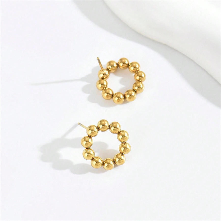 Sweet Fresh Japanese And Korean Style Earrings For Women, Unique Round Bead Electroplated Design, Stud Earrings, Ear Jewelry