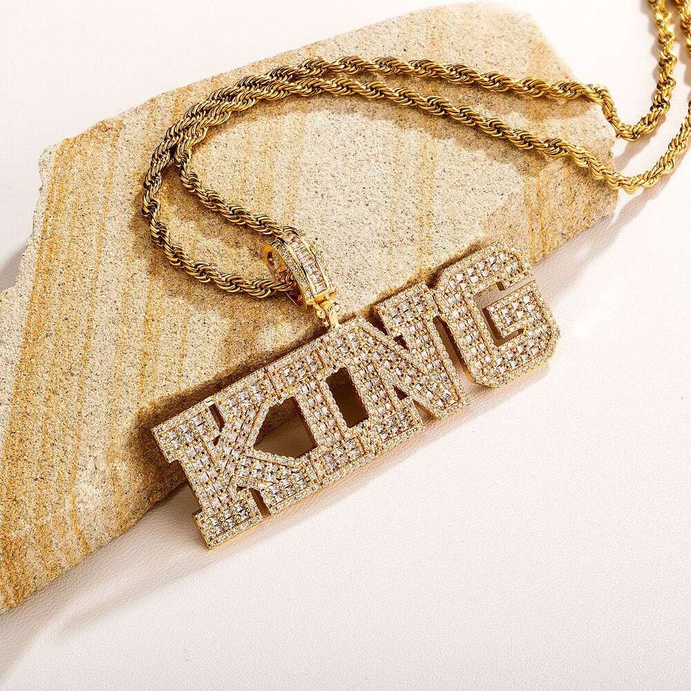 Jin Ao 2023 New Hip-Hop Full Zircon Bold Letter Splicing DIY Unisex Couple Pendant Necklace Trend