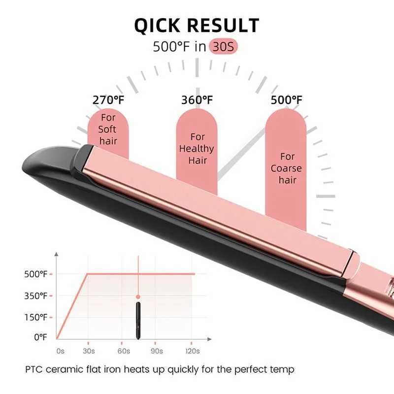 Salon Keratin Treatment Titanium Professional Hair Iron Tourmaline Flat Iron 500 Degree Hair StraightenerXJ250621
