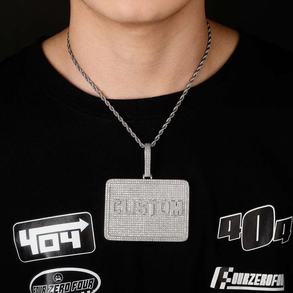 Square Zircon Pendant INS Summer Versatile Men's Trendy Letter Combination Necklace Gold Jewelry