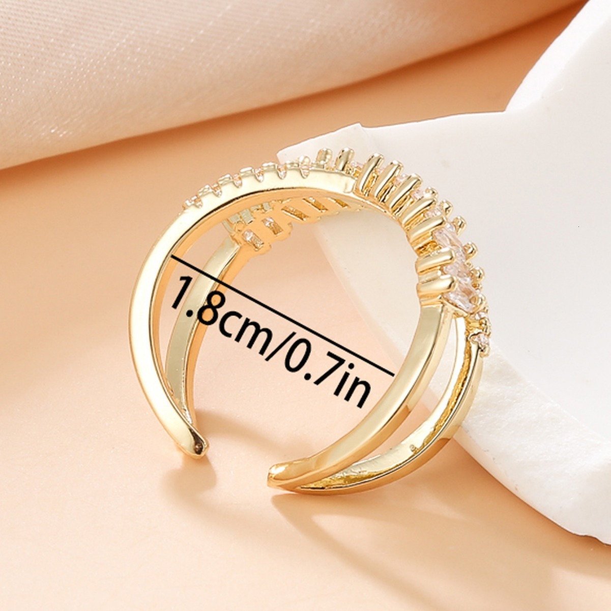 Korean Style Cross Personality Row Inlaid Zircon Adjustable Open Fashion Index Finger Ring