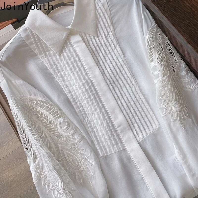 Fashion Blusas Mujer De Moda 2025 Chic Blouse Hollow Out Lantern Sleeve Vintage Shirts Loose Elegant Korean Blouses Tops Femme