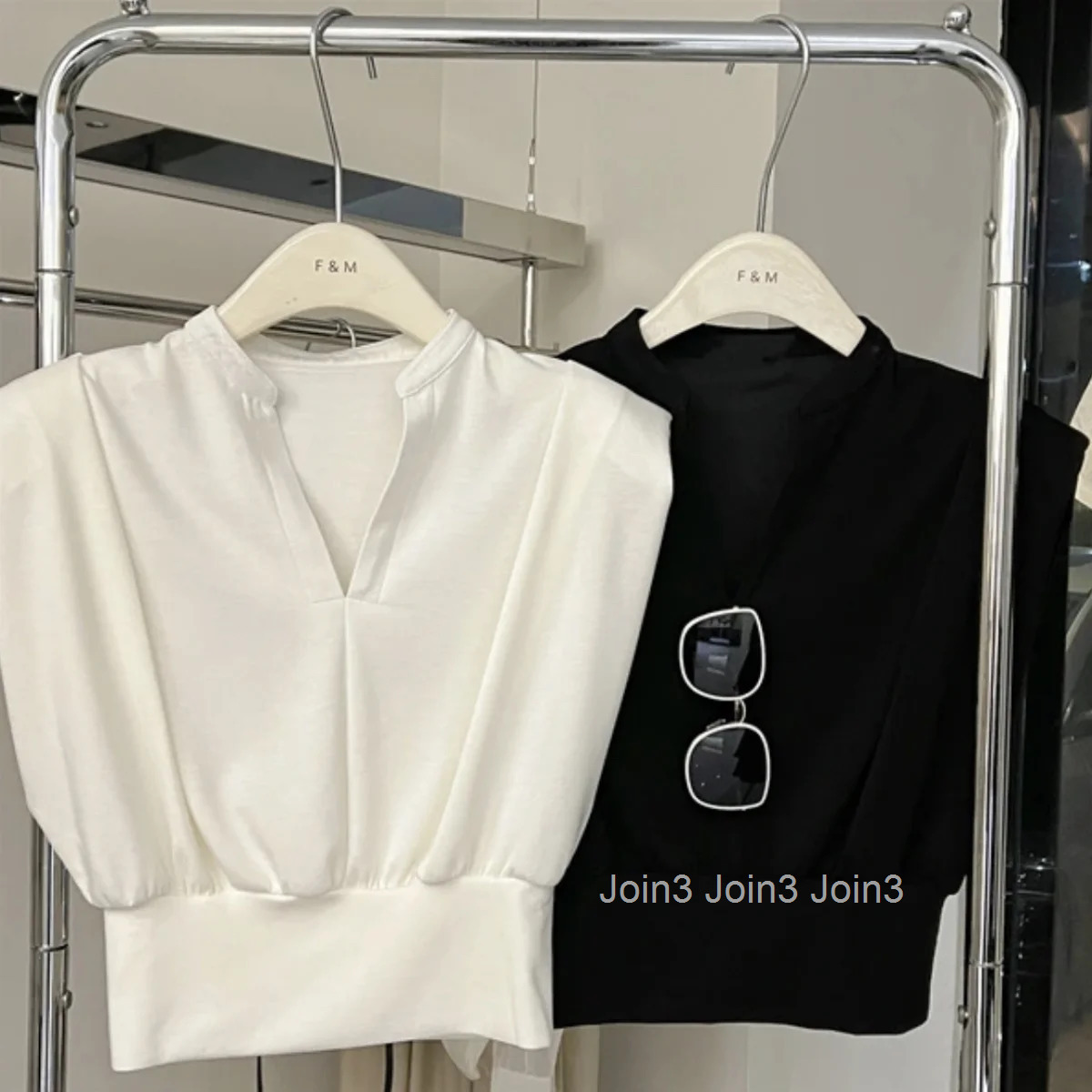 T Shirts for Women Crop Tops Flying Sleeve V-neck Tees Fashion Summer Camisetas Casual Loose White T-shirts 2025 Ropa Mujer