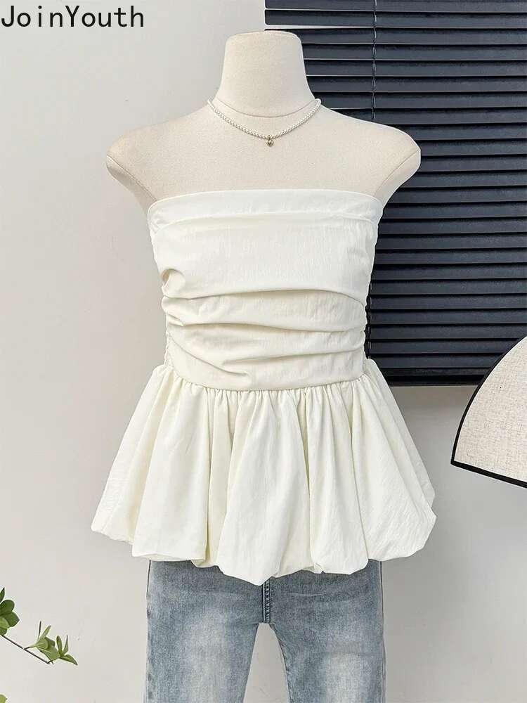 Y2k Top Sweet Tanks Women Clothing Backless Folds Vest 2025 Ropa Mujer Ruffles Fashion Tunic Camis Korean Summer Sexy Crop Tops