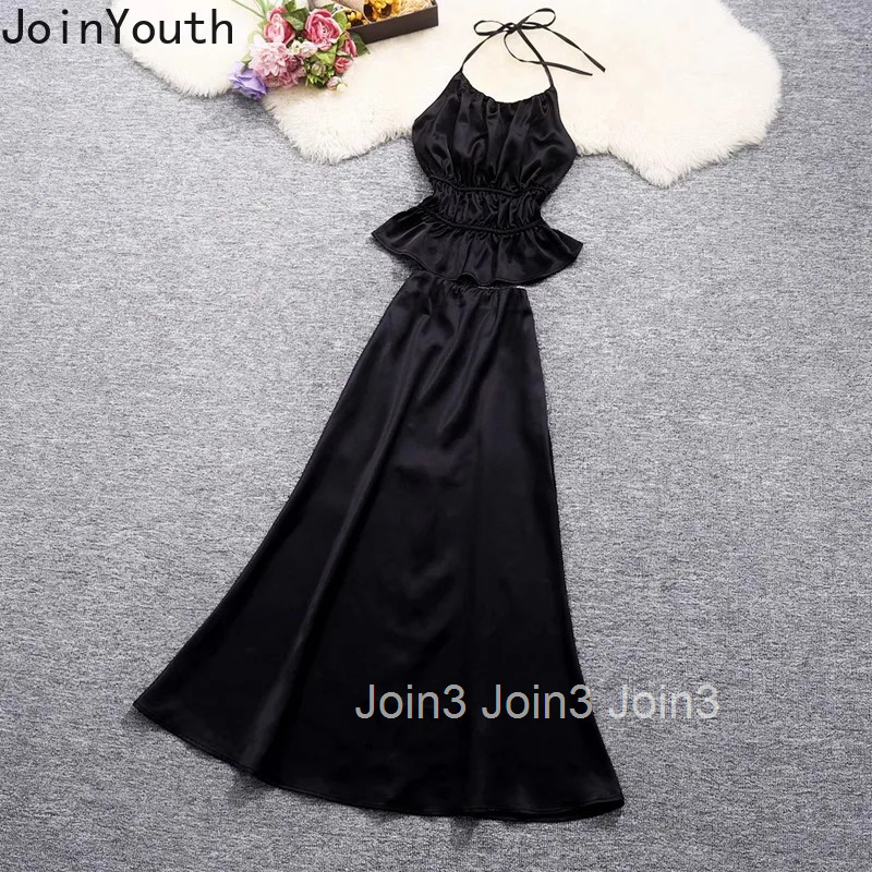 Womans Clothes for 2025 Two Piece Set Folds Tunic Backless Vest High Waist A-line Skirt Suit Chic Korean Summer Skirts Outfits