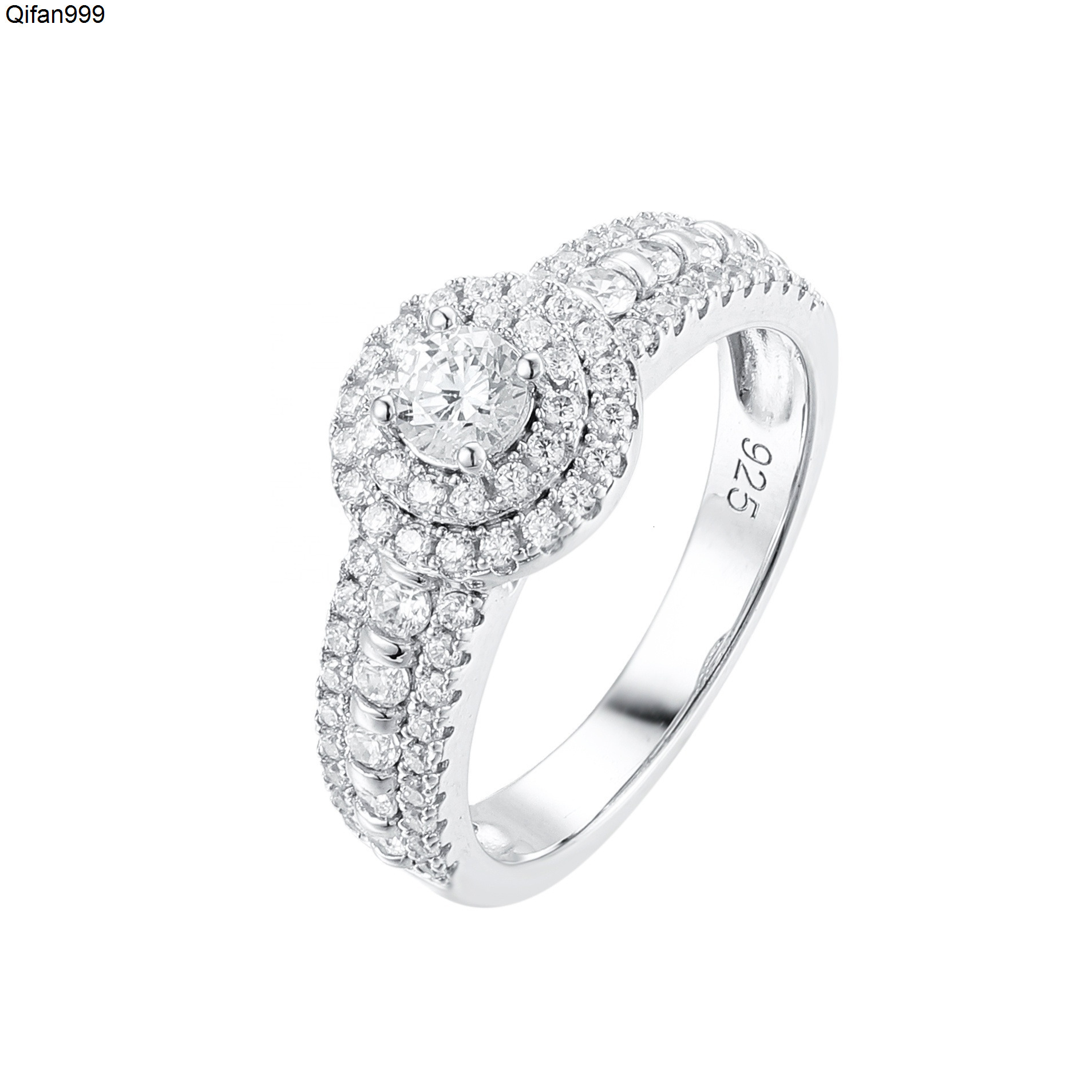 High Quality Big Cubic Zircon Lady Ring for Wedding Trendy Womens Round Cut 925 Silver Moissanite Engagement Rings for Women